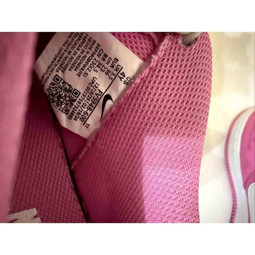 Nike Girls Air Force 1 Low Lace-up Sneakers Playful Pink Size 4Y